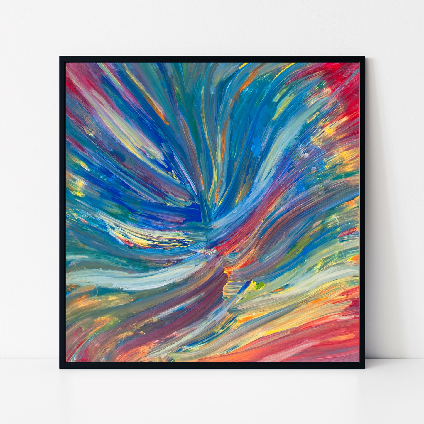 Ashes Spread - Abstract Art Print - Blue And Red