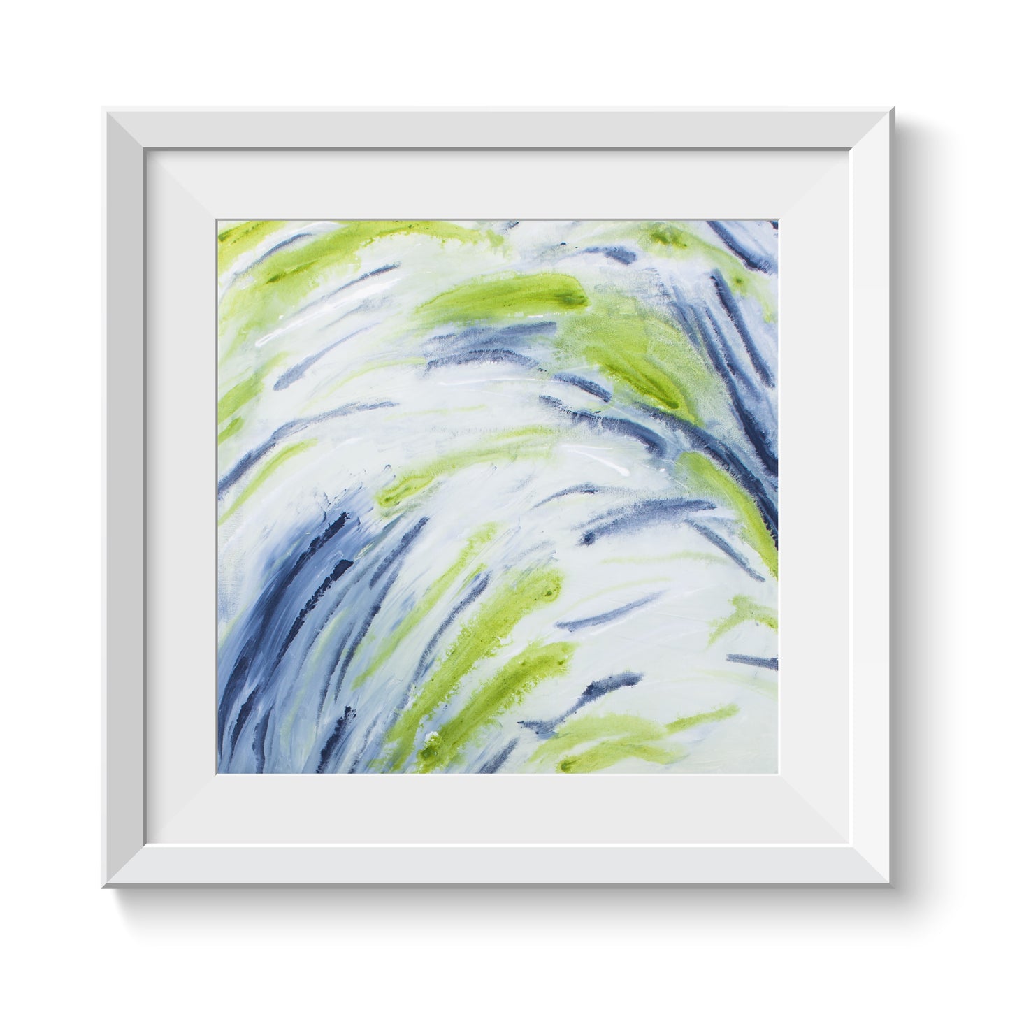 Grasping Capacity - Square Abstract Art Print - Green Blue And White