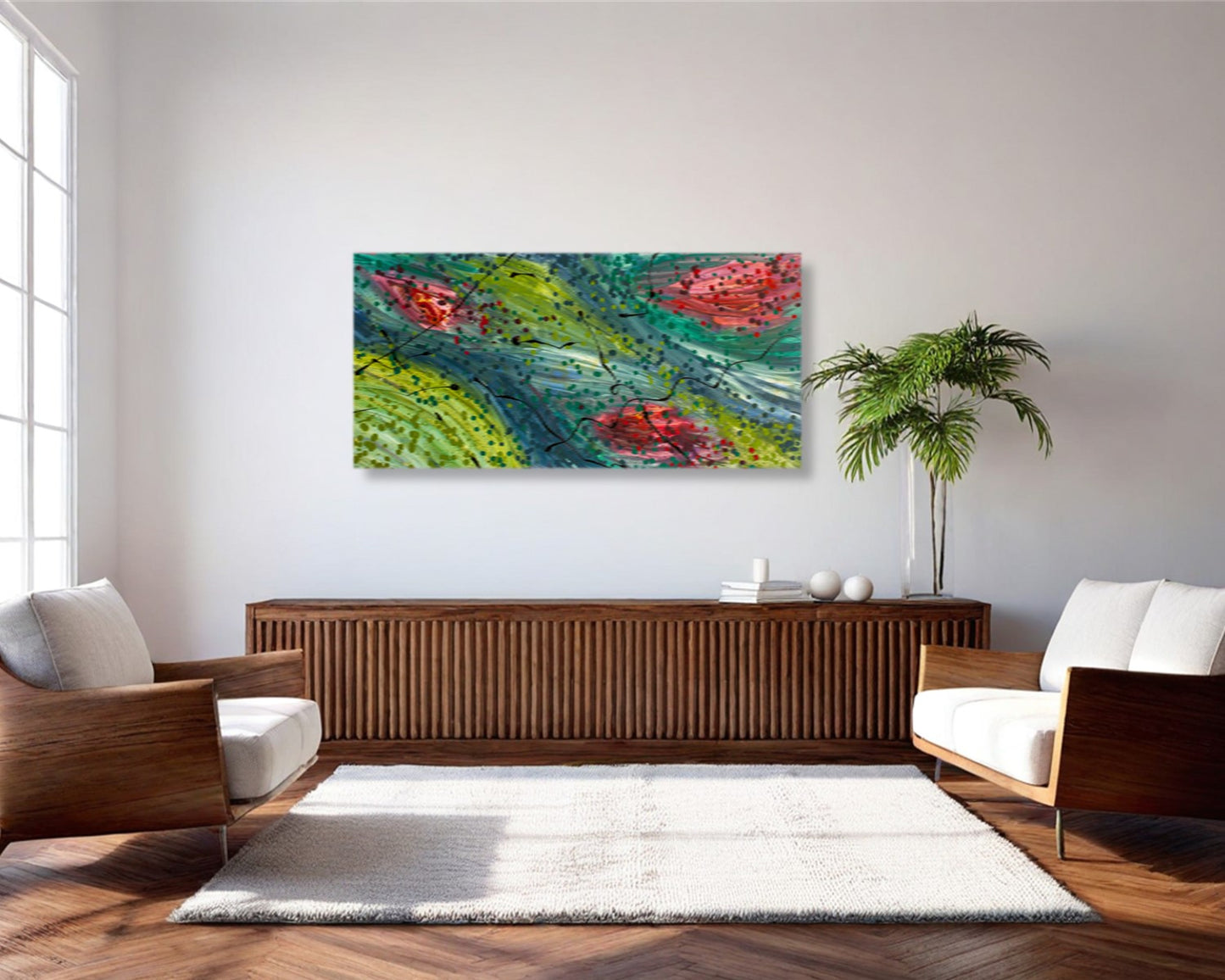 Aimless Blessings - Abstract Art Print - Green Blue Red