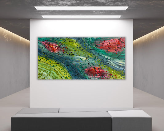 Aimless Blessings - Abstract Art Print - Green Blue Red