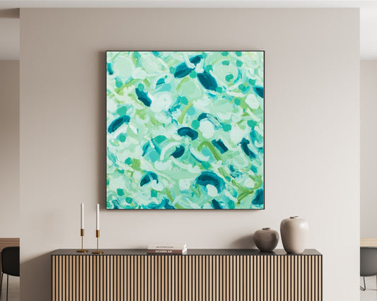 Best Pedestrian- Square Abstract Art Print - Shades Of Teal