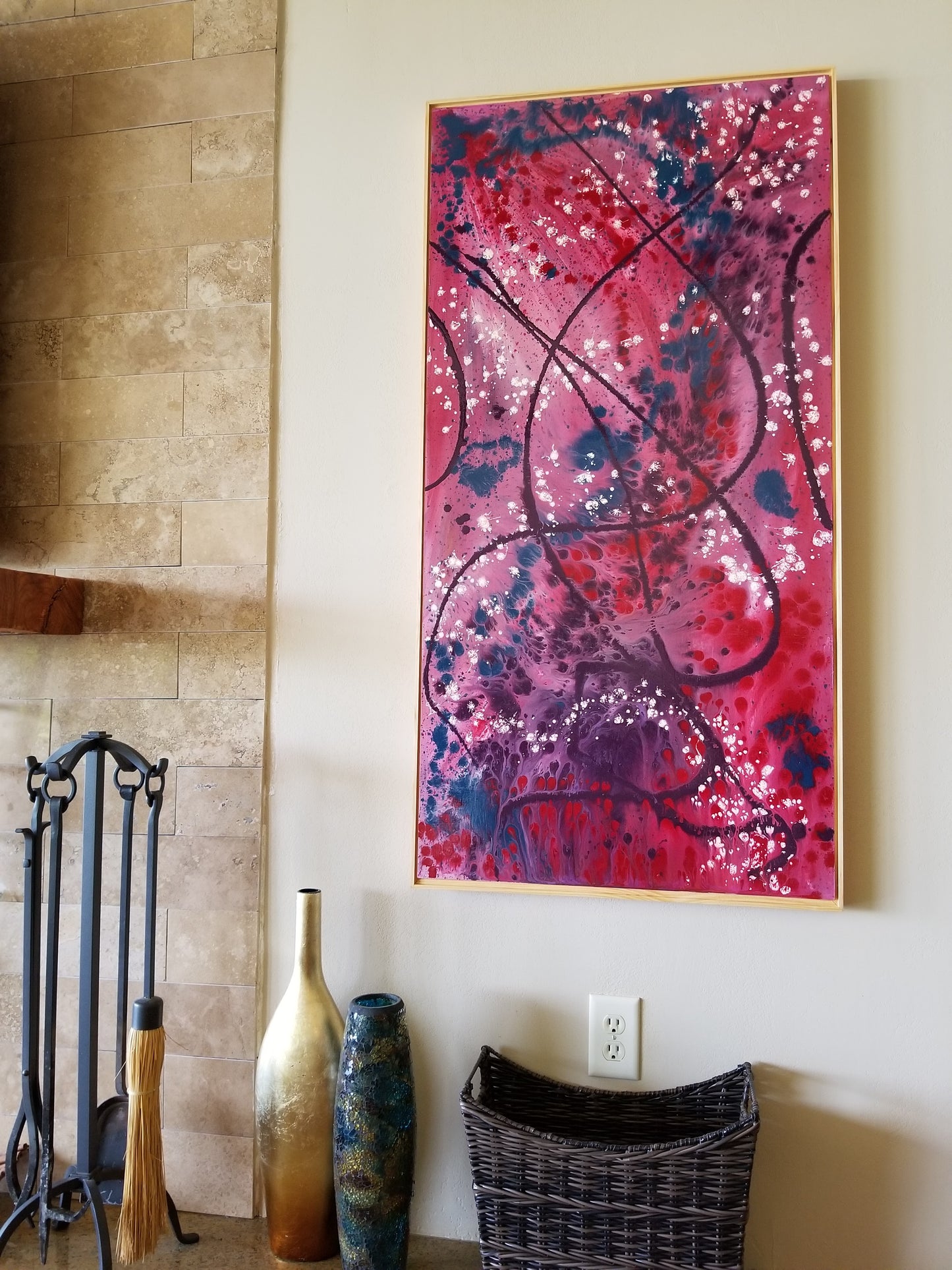 Enticing Mulberry - Original Abstract Painting in Austin Texas 24" x 48"