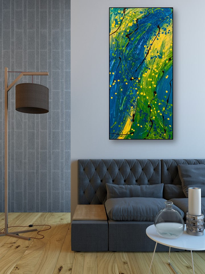 Grassy Peace - Original Abstract Painting in Austin Texas 24" x 48"